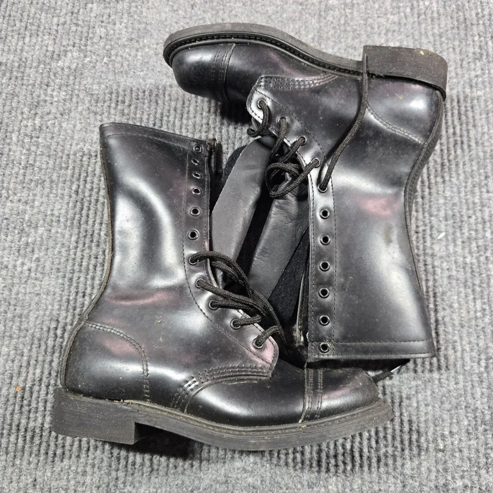 Carolina Boots Mens Size 3.5 D Black Leather Para-Trooper Jump Combat Cap Toe
